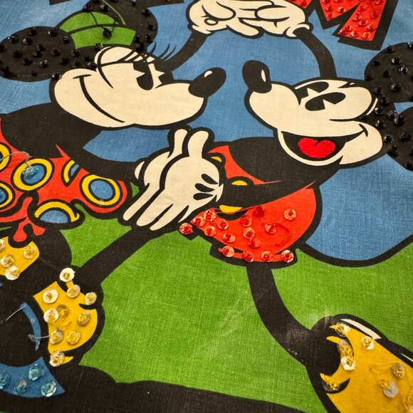 Vintage Mickey & Co Disney Denim Jacket It’s Party Time Sequin Back Patch 90s - Picture 3 of 9